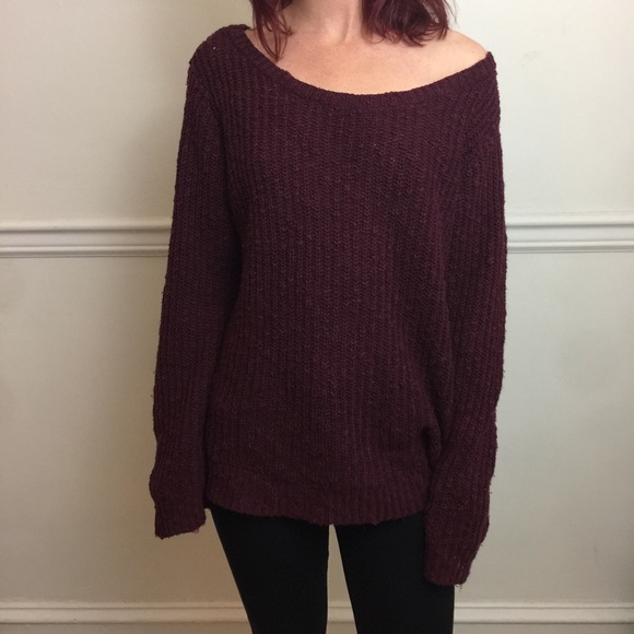 Brandy Melville Sweaters - Brandy Melville Burgundy Knit Oversized Sweater